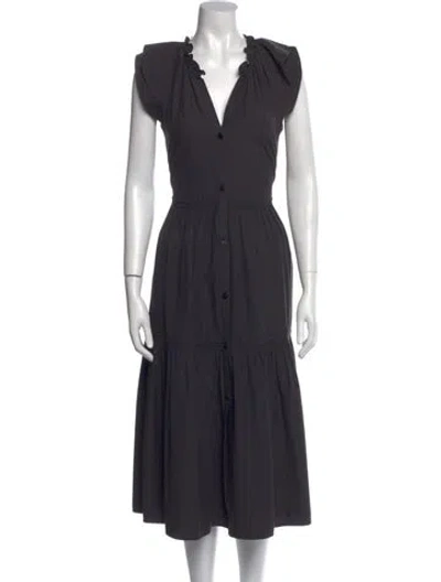Pre-owned Brochu Walker V-neck Long Dress In Gray
