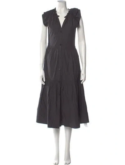 Pre-owned Brochu Walker V-neck Long Dress In Gray