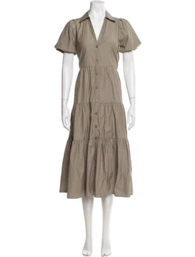 Pre-owned Brochu Walker V-neck Long Dress In Gray