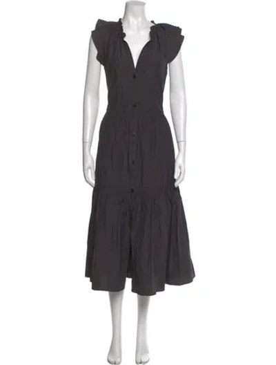 Pre-owned Brochu Walker V-neck Long Dress In Gray