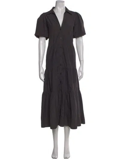 Pre-owned Brochu Walker V-neck Long Dress In Gray