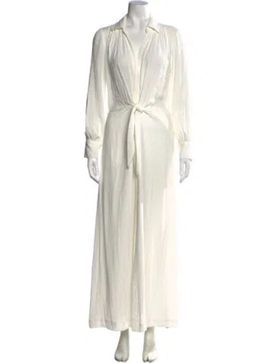 Pre-owned Brochu Walker V-neck Long Dress In Neutrals