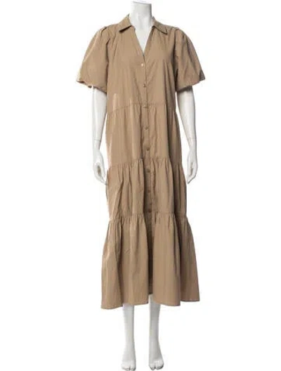 Pre-owned Brochu Walker V-neck Long Dress In Neutrals