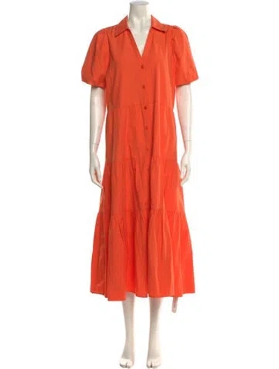 Pre-owned Brochu Walker V-neck Long Dress In Orange