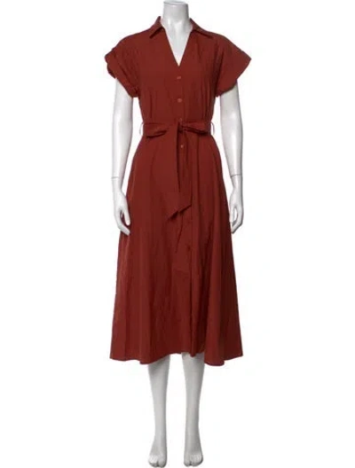 Pre-owned Brochu Walker V-neck Long Dress In Orange