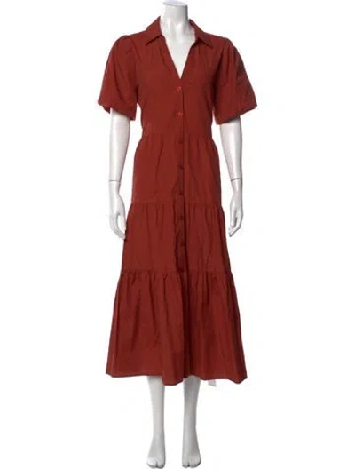 Pre-owned Brochu Walker V-neck Long Dress In Orange