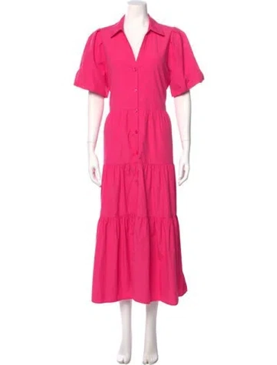 Pre-owned Brochu Walker V-neck Long Dress In Pink