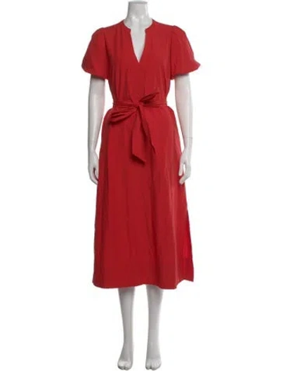 Pre-owned Brochu Walker V-neck Long Dress In Red