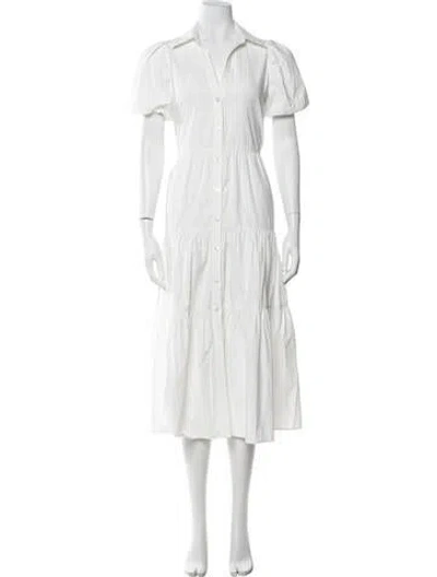Pre-owned Brochu Walker V-neck Long Dress In White