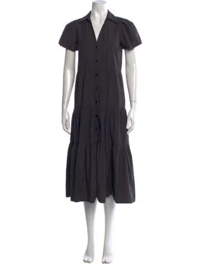 Pre-owned Brochu Walker V-neck Midi Length Dress In Black