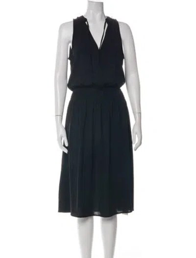 Pre-owned Brochu Walker V-neck Midi Length Dress In Black