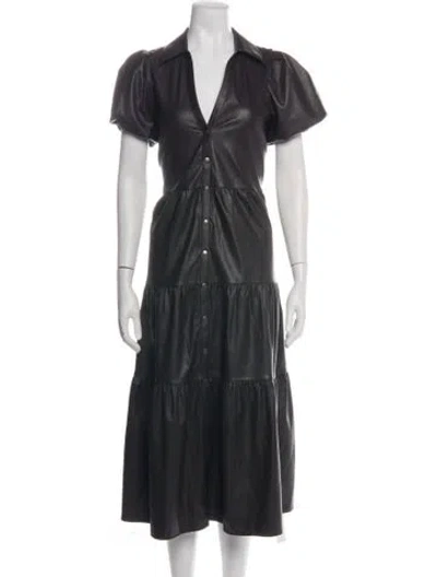 Pre-owned Brochu Walker V-neck Midi Length Dress In Black