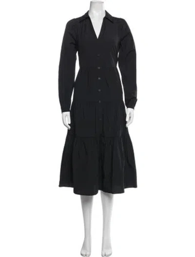 Pre-owned Brochu Walker V-neck Midi Length Dress In Black