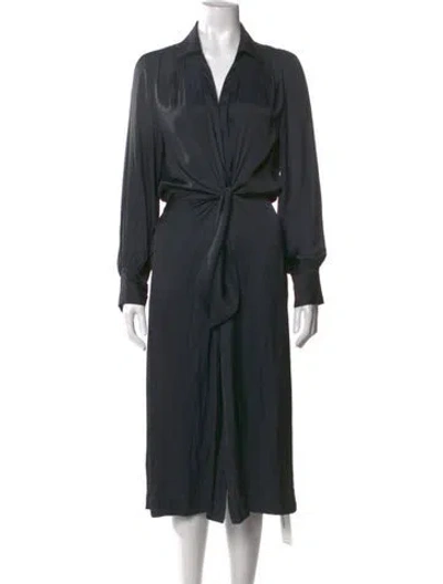 Pre-owned Brochu Walker V-neck Midi Length Dress In Black