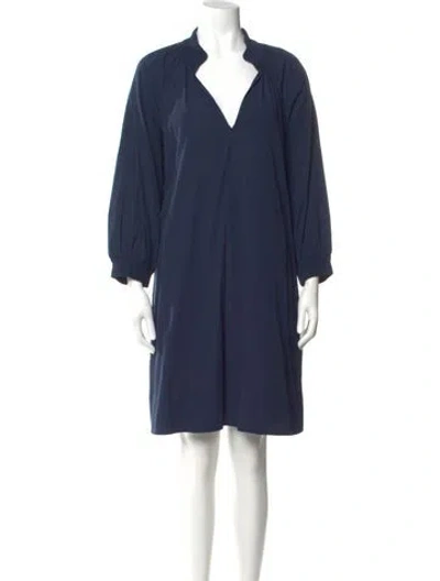 Pre-owned Brochu Walker V-neck Midi Length Dress In Blue