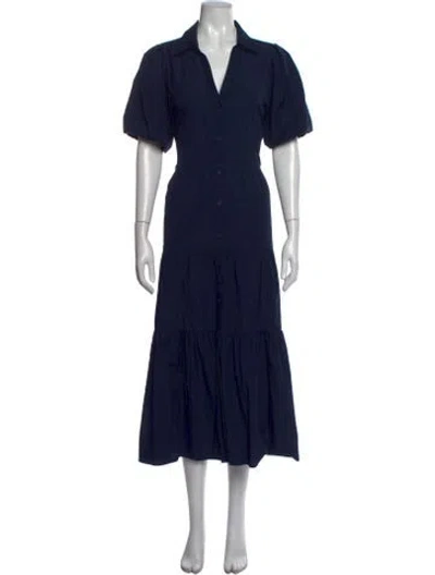 Pre-owned Brochu Walker V-neck Midi Length Dress In Blue