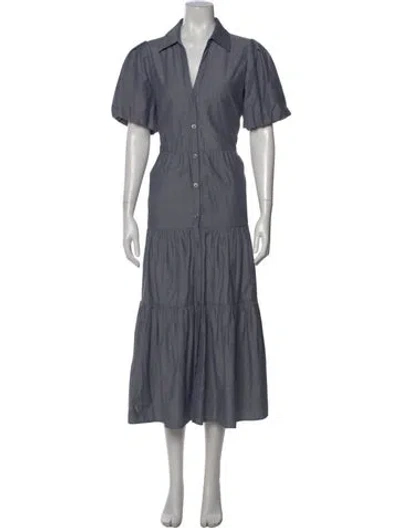 Pre-owned Brochu Walker V-neck Midi Length Dress In Gray