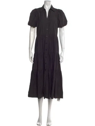 Pre-owned Brochu Walker V-neck Midi Length Dress In Gray