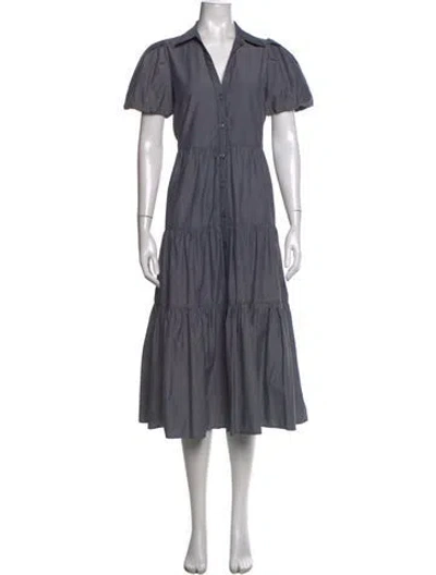 Pre-owned Brochu Walker V-neck Midi Length Dress In Grey