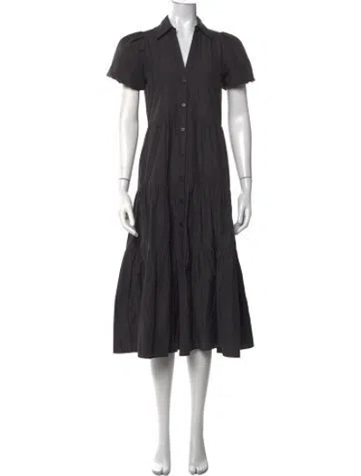 Pre-owned Brochu Walker V-neck Midi Length Dress In Grey