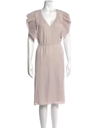 Pre-owned Brochu Walker V-neck Midi Length Dress In Neutral