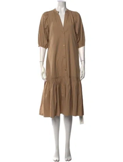 Pre-owned Brochu Walker V-neck Midi Length Dress In Neutral