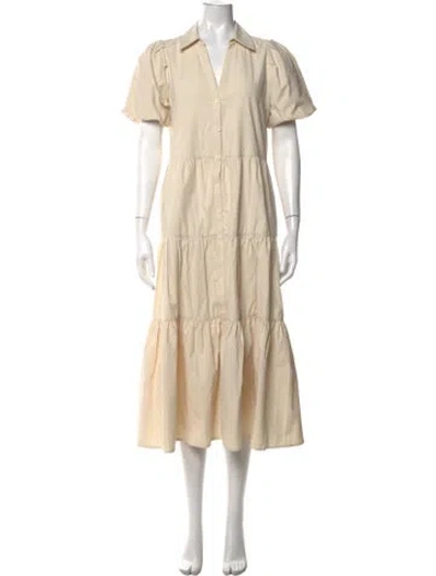 Pre-owned Brochu Walker V-neck Midi Length Dress In Neutrals