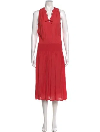 Pre-owned Brochu Walker V-neck Midi Length Dress In Pink