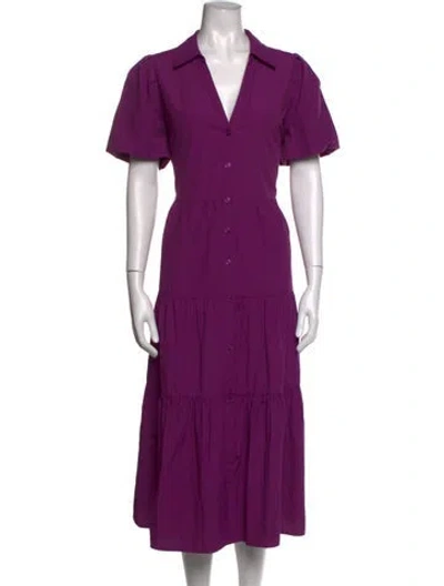 Pre-owned Brochu Walker V-neck Midi Length Dress In Purple