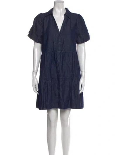 Pre-owned Brochu Walker V-neck Mini Dress In Blue