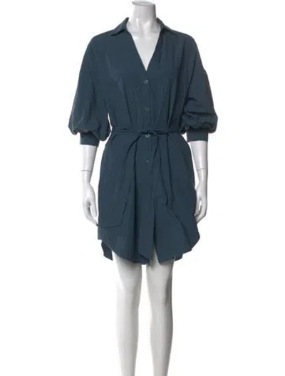 Pre-owned Brochu Walker V-neck Mini Dress In Blue