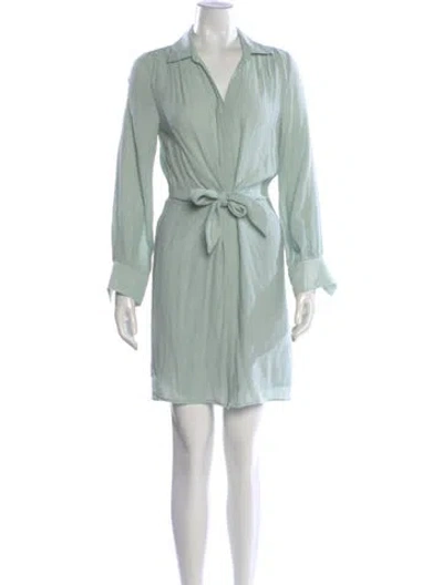 Pre-owned Brochu Walker V-neck Mini Dress In Green