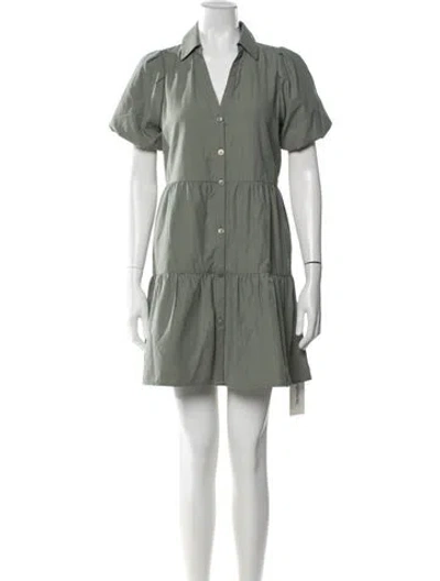 Pre-owned Brochu Walker V-neck Mini Dress In Green