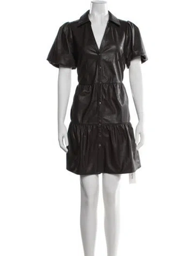 Pre-owned Brochu Walker V-neck Mini Dress In Grey