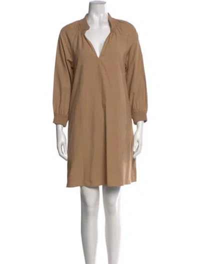 Pre-owned Brochu Walker V-neck Mini Dress In Neutral