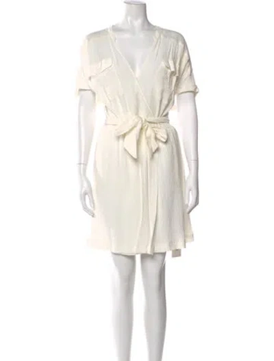 Pre-owned Brochu Walker V-neck Mini Dress In Neutral