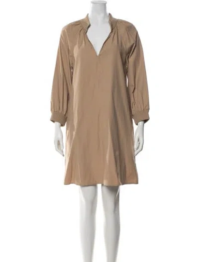 Pre-owned Brochu Walker V-neck Mini Dress In Neutrals