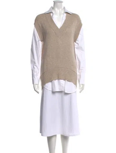 Pre-owned Brochu Walker V-neck Sweater In Neutrals