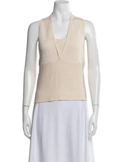 Pre-owned Brochu Walker V-neck Sweater In Neutrals