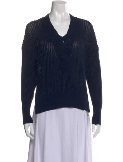 Pre-owned Brochu Walker V-neck Sweater W/ Tags In Blue