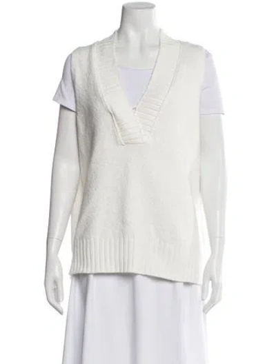 Pre-owned Brochu Walker V-neck Sweater In White