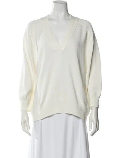 Pre-owned Brochu Walker V-neck Sweater In White