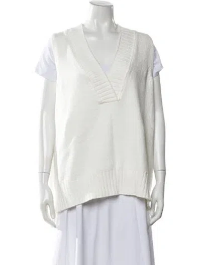 Pre-owned Brochu Walker V-neck Sweater In White