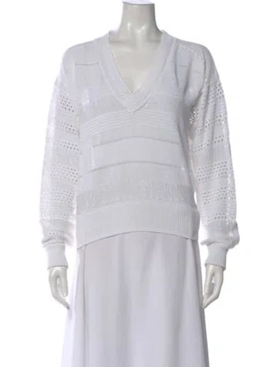 Pre-owned Brochu Walker V-neck Sweater In White