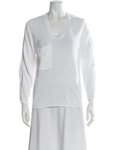 Pre-owned Brochu Walker V-neck Sweater In White