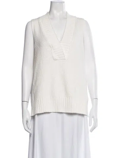 Pre-owned Brochu Walker V-neck Sweater In White