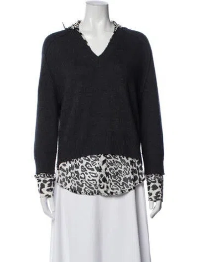 Pre-owned Brochu Walker Wool Animal Print Sweater In Black