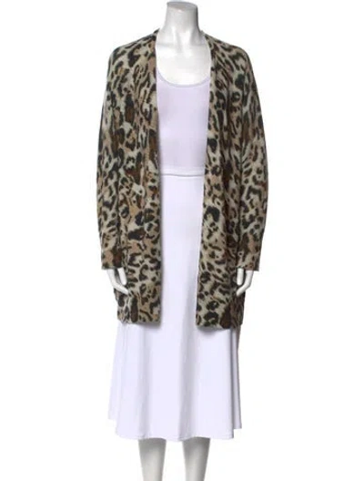 Pre-owned Brochu Walker Wool Animal Print Sweater In Brown