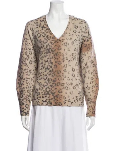 Pre-owned Brochu Walker Wool Animal Print Sweater In Brown
