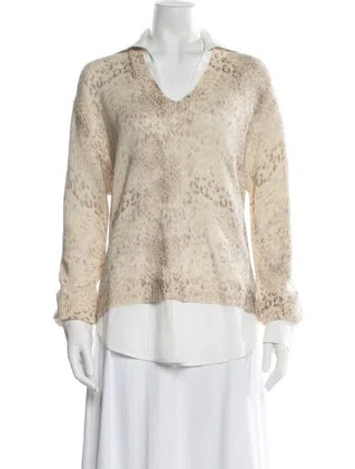 Pre-owned Brochu Walker Wool Animal Print Sweater In Brown